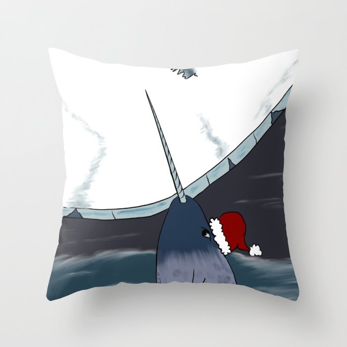 A Narwhal For Christmas Throw Pillow