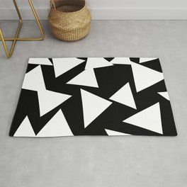 Huge triangles in black and white, geometric fantasy print Rug