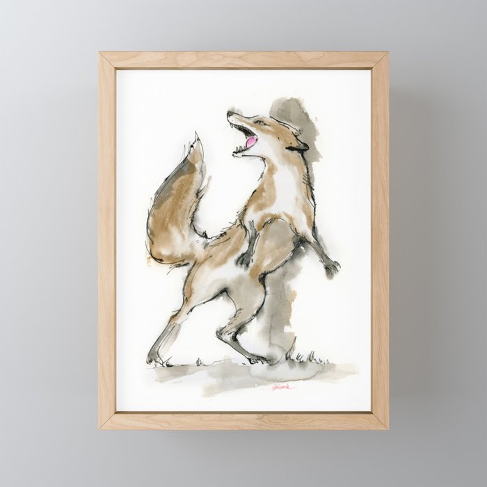 Angry fox Framed Mini Art Print