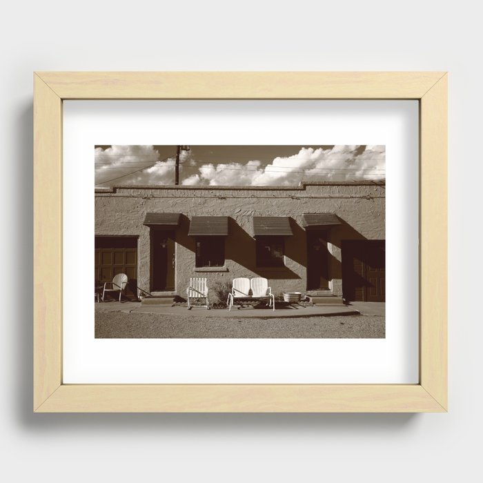 Route 66 - Blue Swallow Motel 2010 #3 Sepia Recessed Framed Print