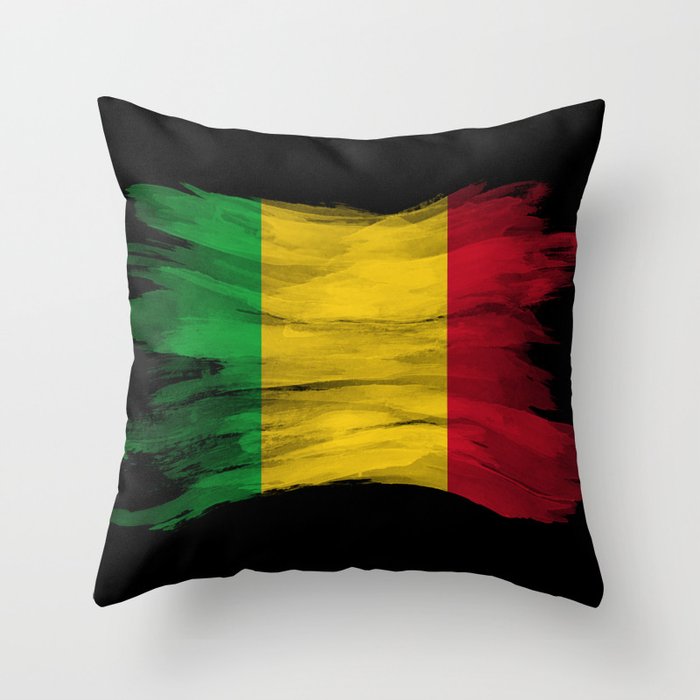 Mali flag brush stroke, national flag Throw Pillow