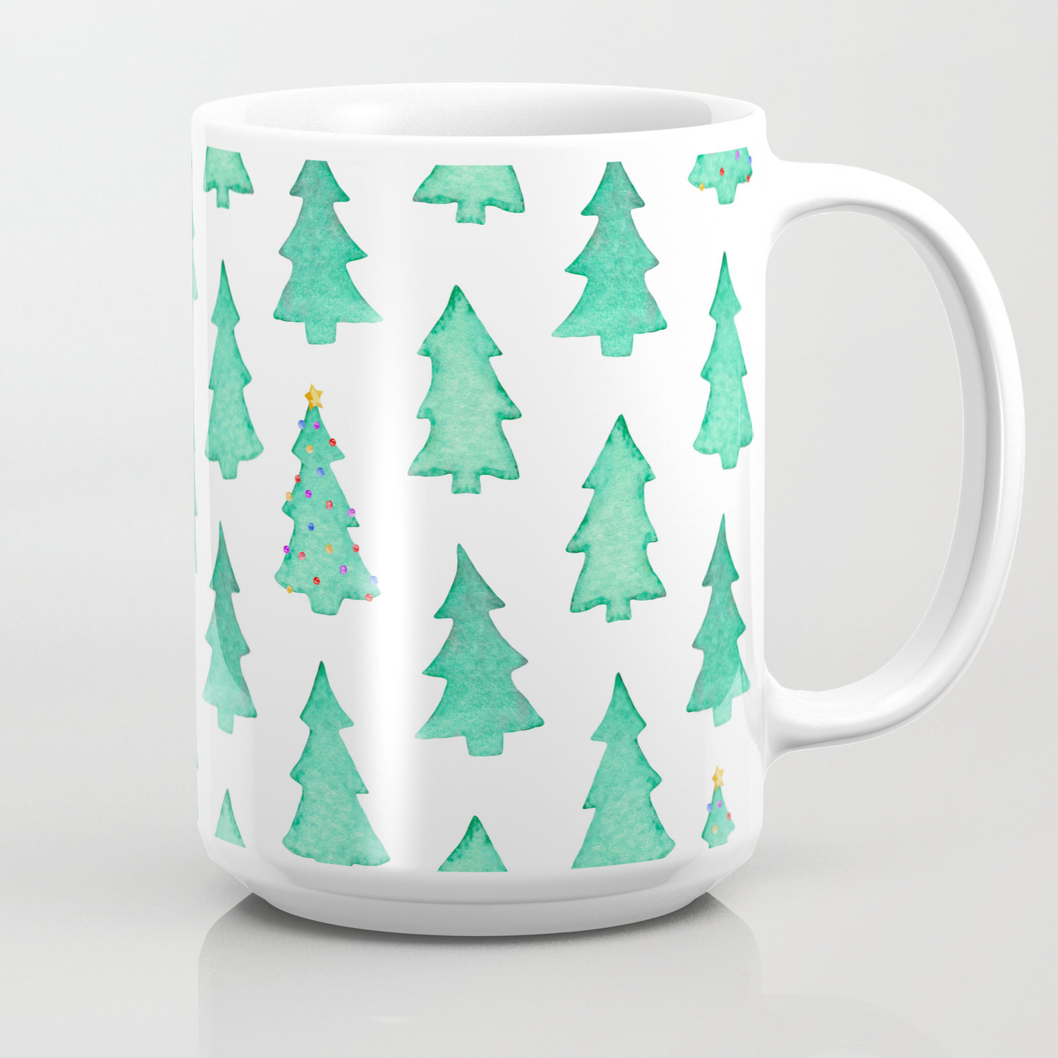 Christmas Trees With One Decorated Tree Coffee Mug By