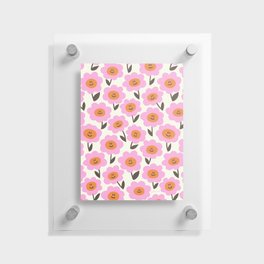 Cute Happy Daisy Pattern Pink and Orange Floating Acrylic Print