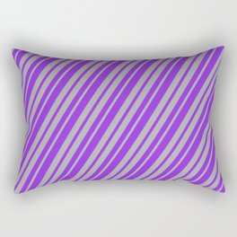[ Thumbnail: Purple & Dark Gray Colored Lined Pattern Rectangular Pillow ]
