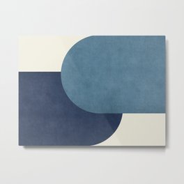 Halfmoon Colorblock - Blue Metal Print | Darkblue, Minimalism, Aesthetic, Vintage, Abstract, Colorblock, Navy, Curated, Modern, Industrial 