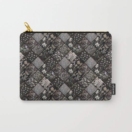 Faux Patchwork Quilting - Black Carry-All Pouch