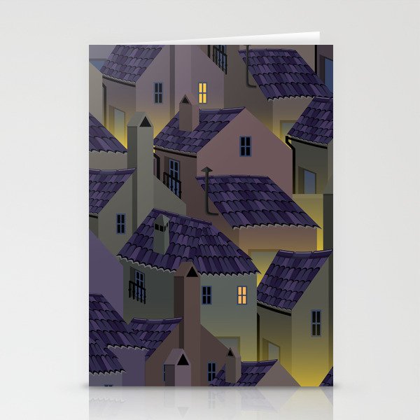 roofs of the old city at night Stationery Cards