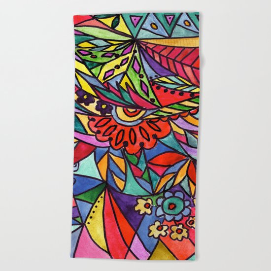 Modern art, hand drawn print Beach Towel