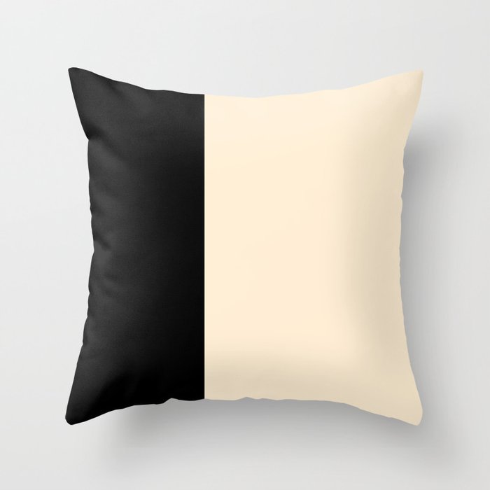 Stripes - Beige & Black Throw Pillow