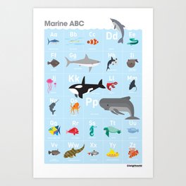 Marine ABC - Ocean Alphabet Art Print
