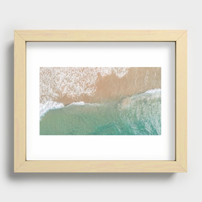 /// By the Seashore /// Drone aerial of waves coming into the shoreline in Queensland, Australia Recessed Framed Print