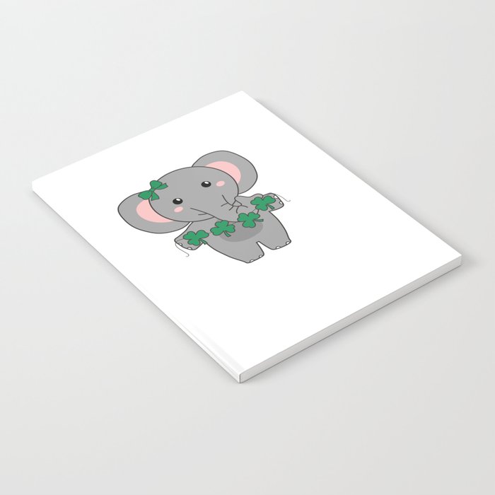 Elephant With Shamrocks Cute Animals For Luck Notebook