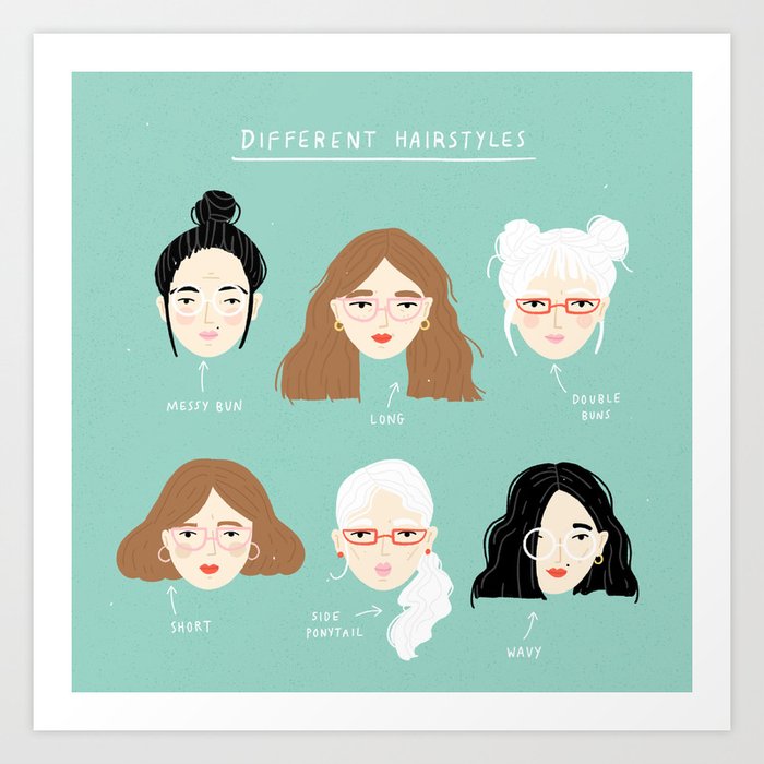 Different Hairstyles Art Print