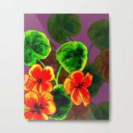 Nasturtiums on Steroids Metal Print | Flowers, Green, Modern, Watercolor, Print, Burntorange, Art, Graphicdesign, Colorplay, Orange 