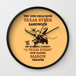Texas Steer Sandwich Wall Clock