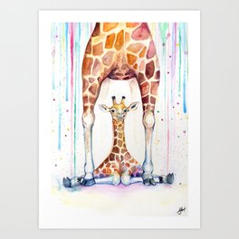 Gorgeous Giraffes (Rain) Art Print
