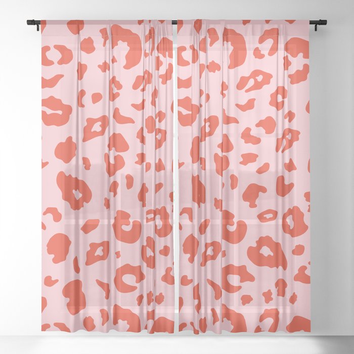 Red + Pink Leopard Spots (xii 2021) Sheer Curtain