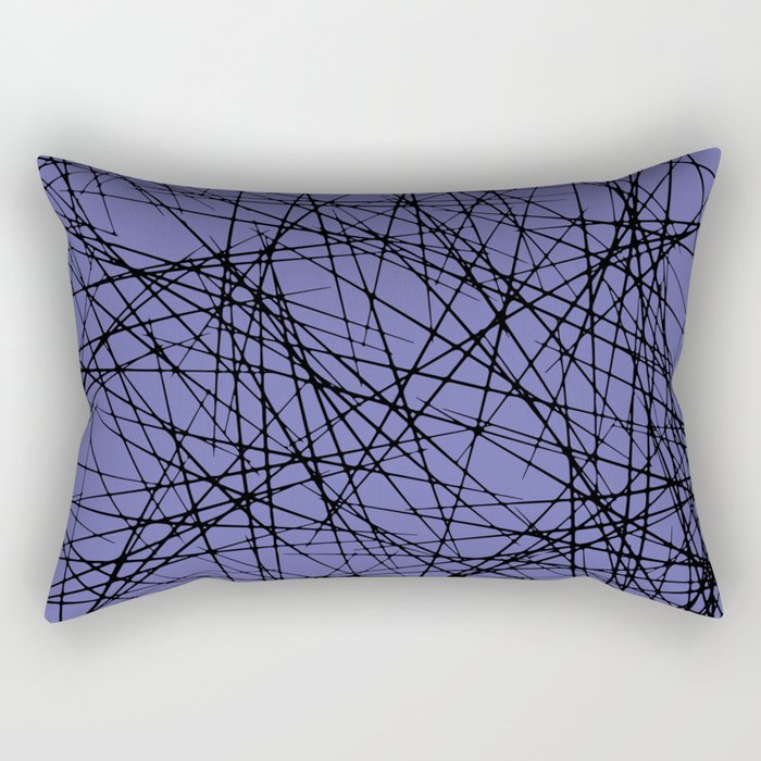 Black and Periwinkle Criss Cross Line Pattern - Pantone 2022 Color of the Year Very Peri 17-3938 Rectangular Pillow