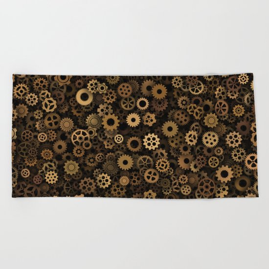 Steampunk cogwheels Beach Towel