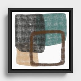 Contemporary Abstract in Green, Sand and Black - 4 Framed Canvas