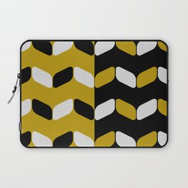 Vintage Diagonal Rectangles Black White Ochre Gold Laptop Sleeve