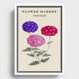Vintage Flower Market Hydrangea,Watercolor Hand Drawn Floral,Retro,Botanical,Nature,Cottage core,Exhibition,Museum, Framed Canvas