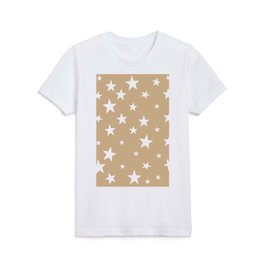 Hand-Drawn Stars (White & Tan Pattern) Kids T Shirt