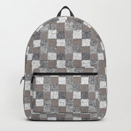 Rustic Charcoal Beige and Cream Patchwork Backpack
