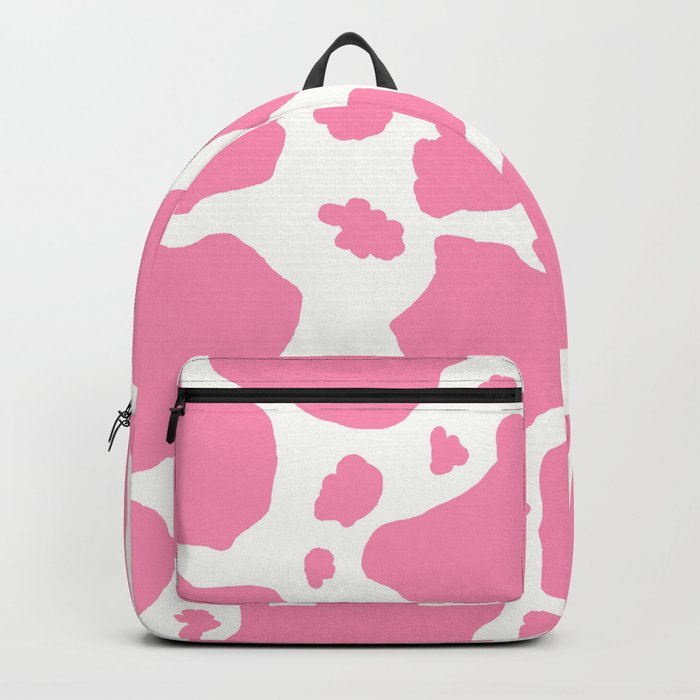 pink and white animal print cow spots Backpack