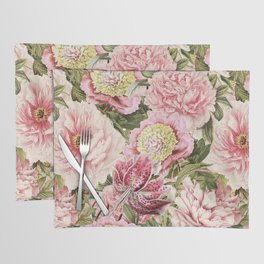 Vintage & Shabby Chic Floral Peony & Lily Flowers Watercolor Pattern Placemat