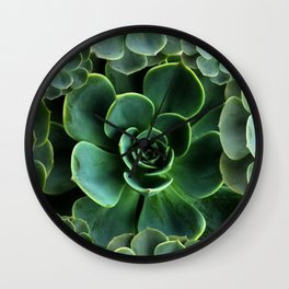 JADE GREEN SUCCULENT ROSETTES DESIGN Wall Clock | Jadeplants, Pattern, Digital, Acrylic, Succulents, Botanicals, Digital Manipulation, Desertplants, Cactus, Gardensucculents 