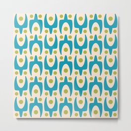Mid Century Modern Abstract Pattern 151 Turquoise and Chartreuse Metal Print | Retro, Atomicage, Midcenturymodern, Eamesera, Spaceage, Vintage, Midcentury, Turquoise, 1950S, Curated 