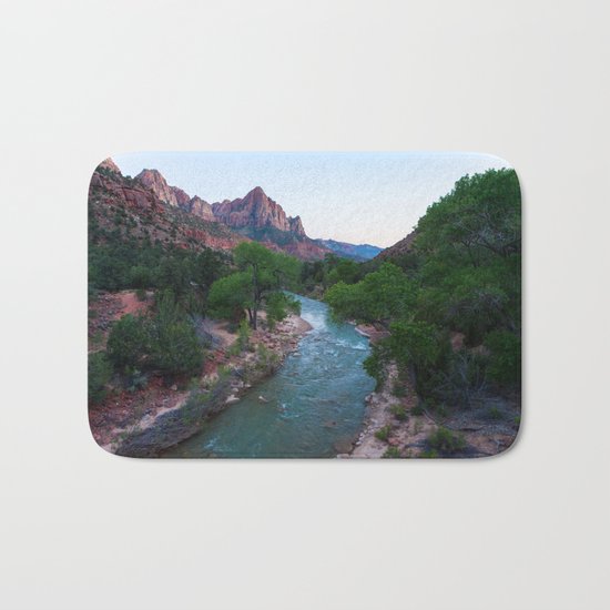 End Of Day Virgin River (Zion National Park, Utah) Bath Mat