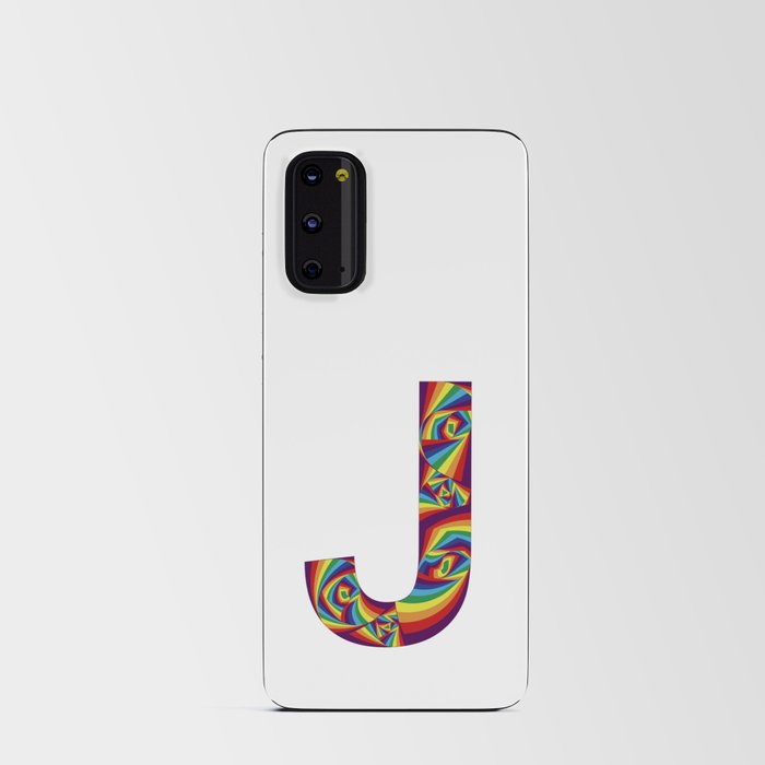  capital letter J with rainbow colors and spiral effect Android Card Case