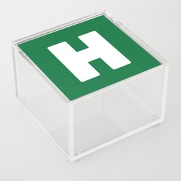 H (White & Olive Letter) Acrylic Box