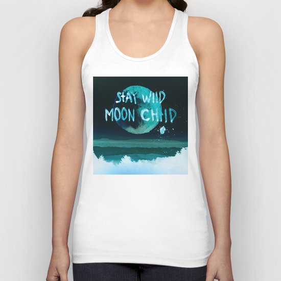 Stay wild moon child Night teal Unisex Tank Top
