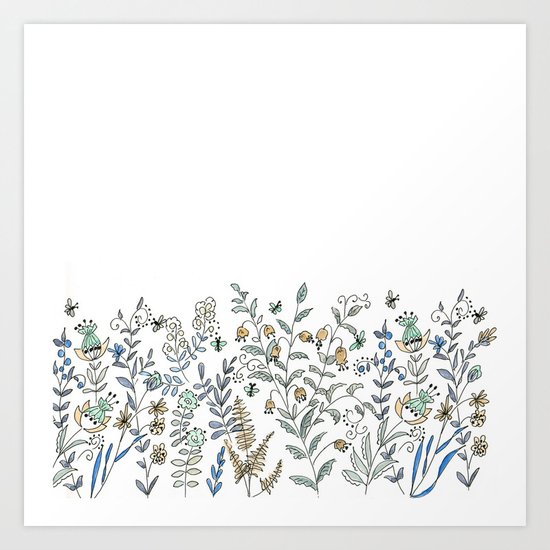 Watercolor pattern . The flowers of the field . 2 Art Print