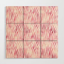 Pink White Tiger Stripes Pattern Wood Wall Art