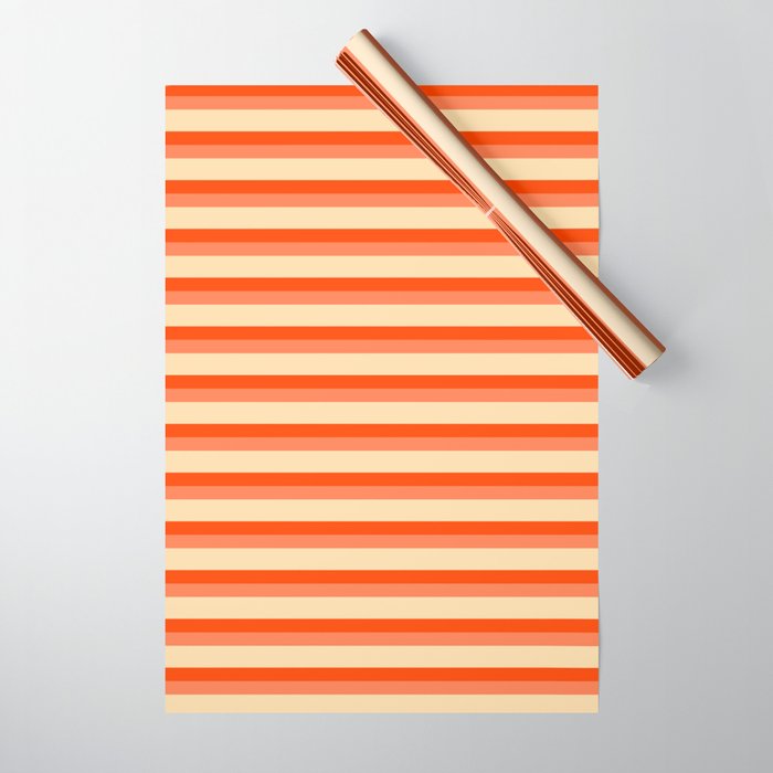 Red, Coral, and Tan Colored Lines/Stripes Pattern Wrapping Paper