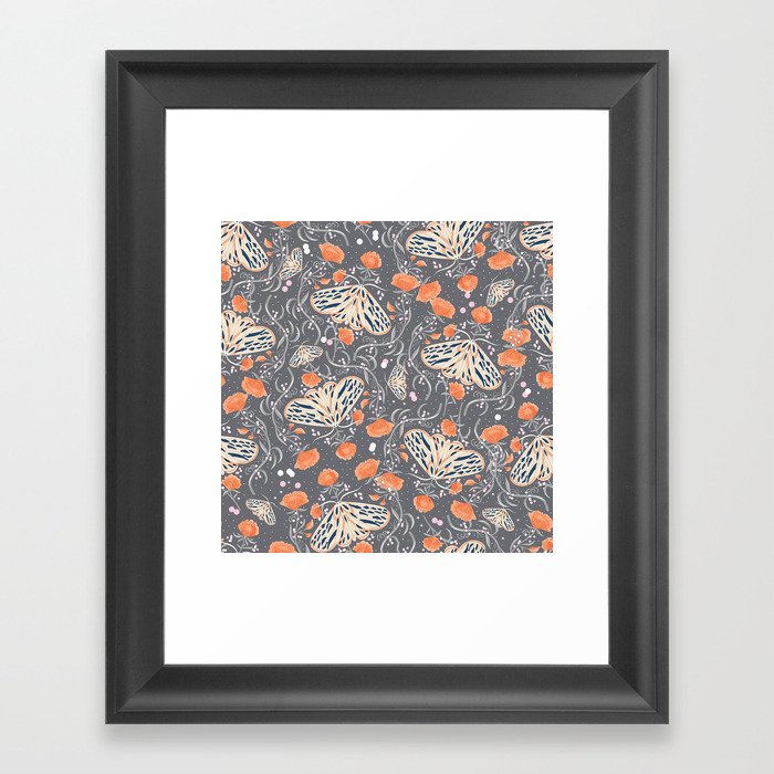 Moth gray pattern 003 Framed Art Print