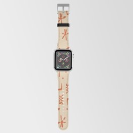 Organic Hieroglyph Abstract Pattern in Mid Mod Burnt Orange and Beige Apple Watch Band