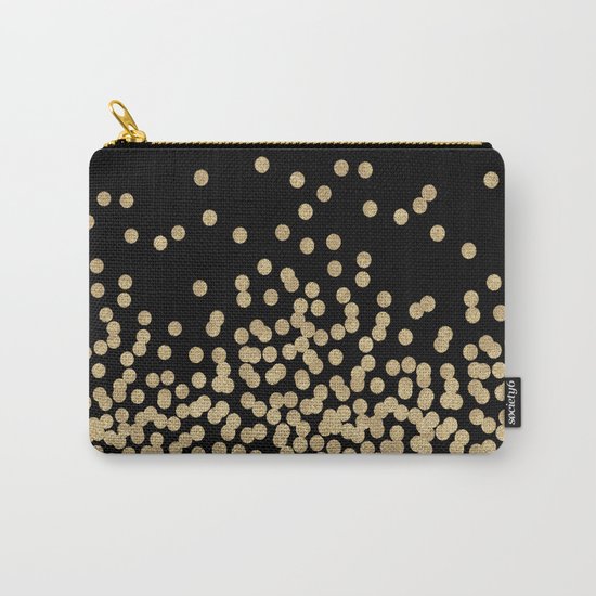 Gold glitter dots scattered on black background Carry-All Pouch