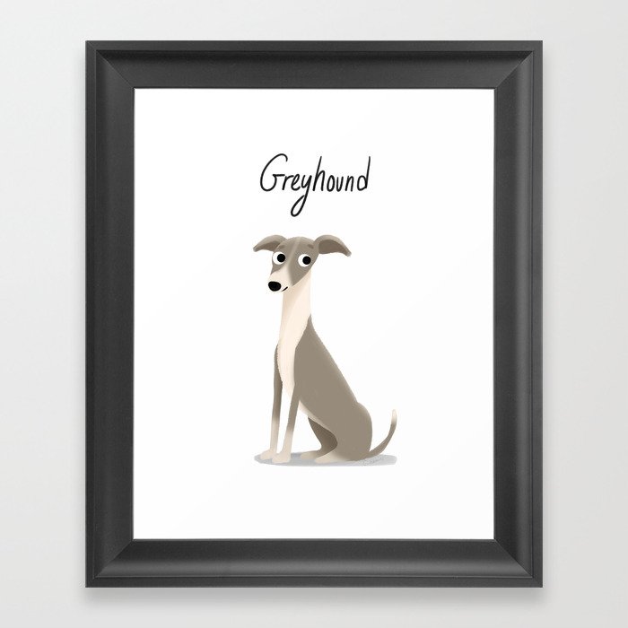 Greyhound - Cute Dog Series Framed Art Print
