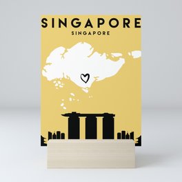SINGAPORE LOVE CITY SILHOUETTE SKYLINE ART Mini Art Print
