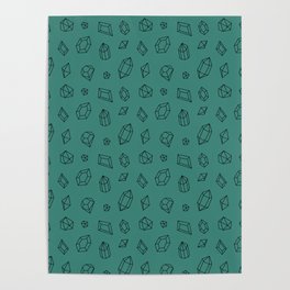 Green Blue and Black Gems Pattern Poster
