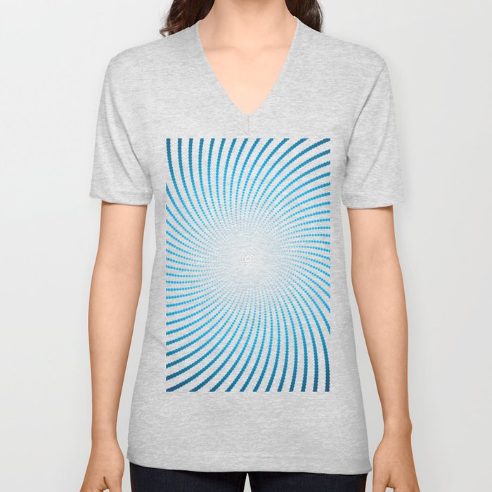 Circular Blue Spinning Infinity. V Neck T Shirt