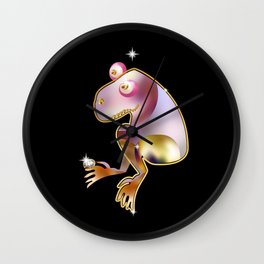 Brooch animal figurine with pearls jewellery and precious stones. Diamonds and gold on animal figures. Frog. Wall Clock
