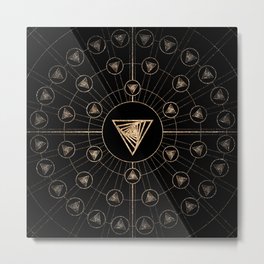 Gilded Radial Glyph Circle Array Pattern in Black and Gold 481 Metal Print | Mandalas, Glyph, Sign, Geometry, Mandala, Runes, Glitter, Sacred, Symbol, Signs 
