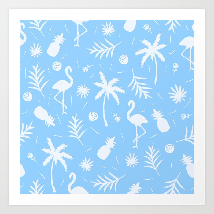 Tropical pattern in light blue  Art Print