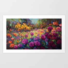 Rose Garden -  impressionism painting 1 Art Print